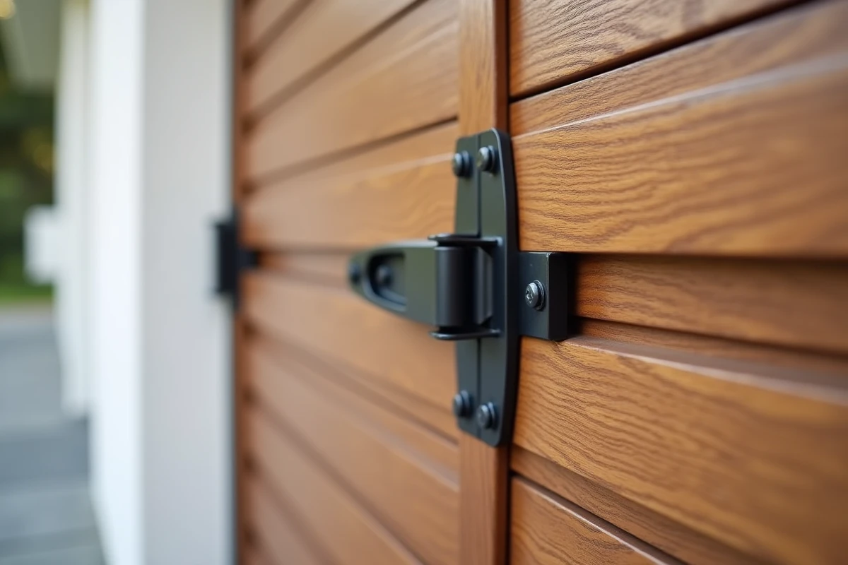 Détail des panneaux et charnières d'une porte de garage sectionnelle de qualité