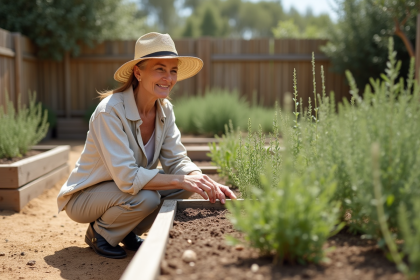 Femme méditerranéenne examine des pois chiches et thym