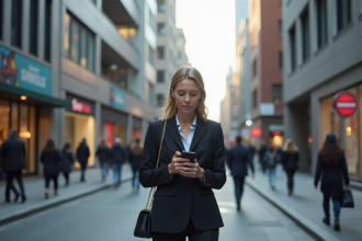 Femme d'âge moyen en costume élégant dans la ville