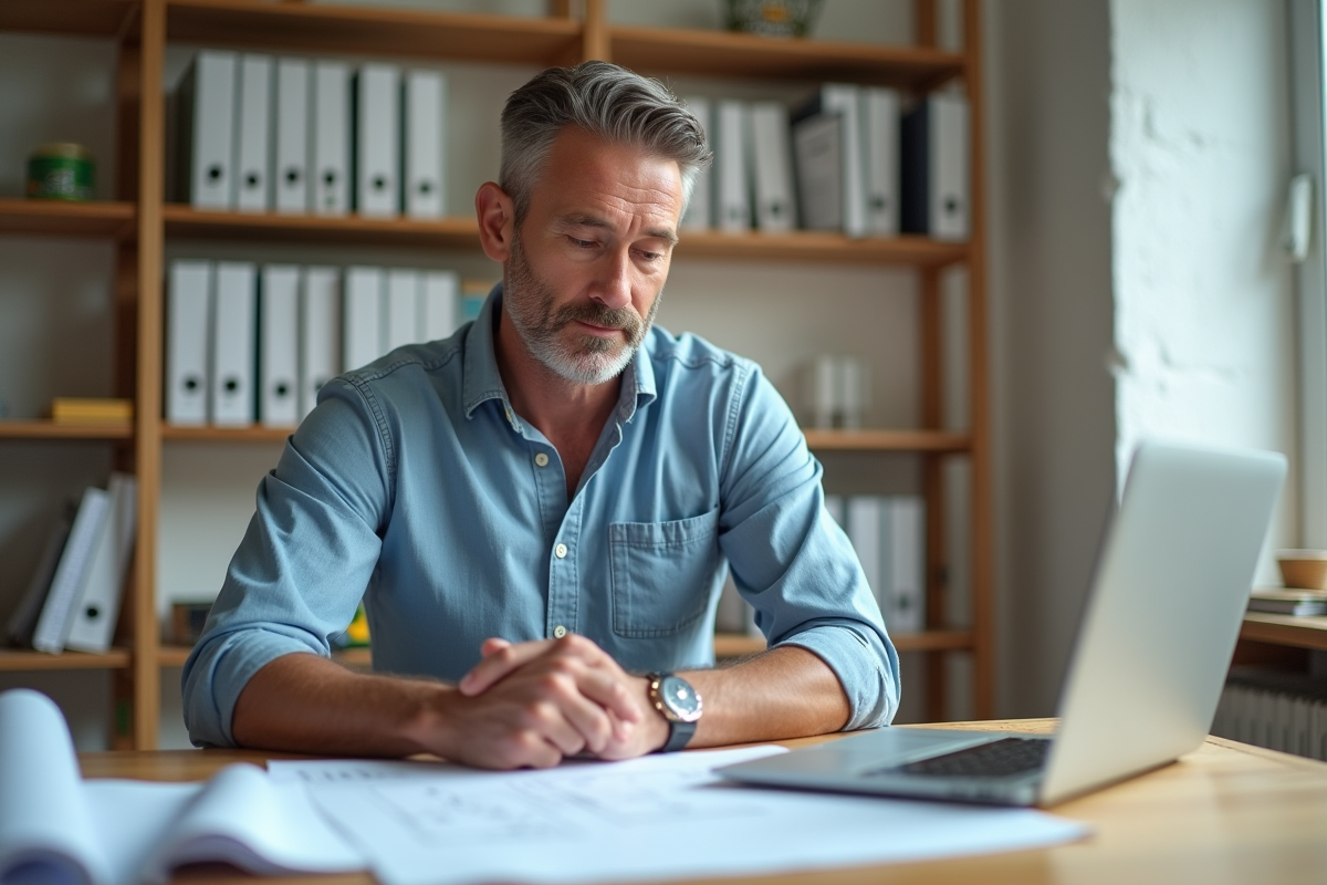 Homme entrepreneur en rénovation dans un bureau à domicile