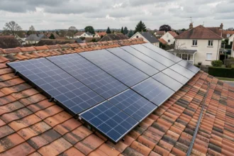 Panneaux solaires LG 400W installés sur un toit résidentiel en tuiles dans une maison française